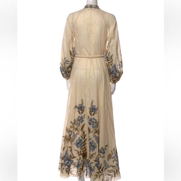 Floral Maxi Dress in Cream and Blue - Picture 5 of 6